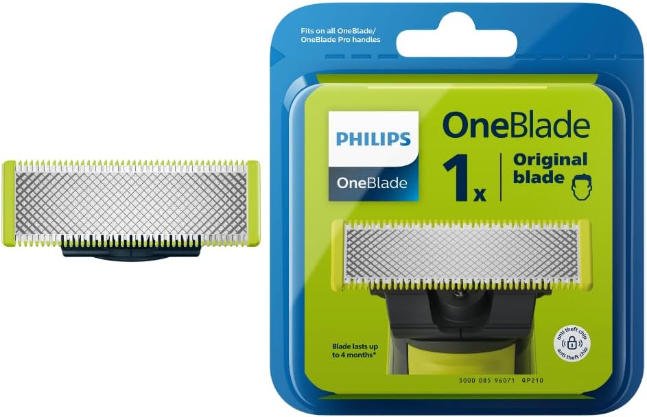 Philips OneBlade 1 stainless steel Replacement Blade, compatible with all OneBlade beard trimmers, body groomers, electric razors (Model QP210/50) Greenwize