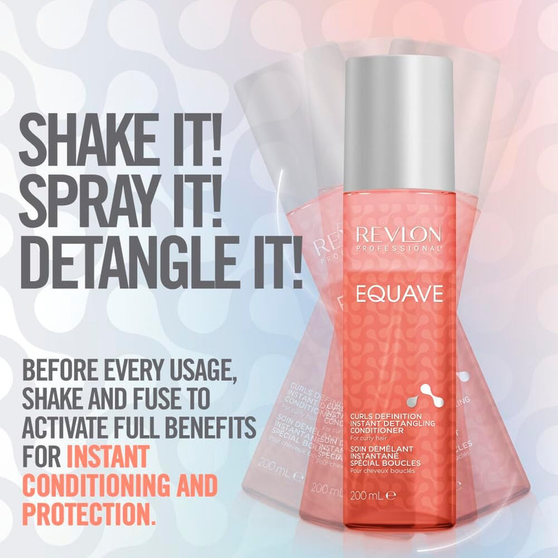 REVLON PROFESSIONAL EQUAVE CURLS DEFINITION BI-PHASE DETANGLING CONDITIONER FOR CURLY HAIR, Leave-In Conditioner, Curly Hair Detangler, Curly Girl Method, Curl-Defining Leave-In Conditioner, 200ml REVLON PROFESSIONA