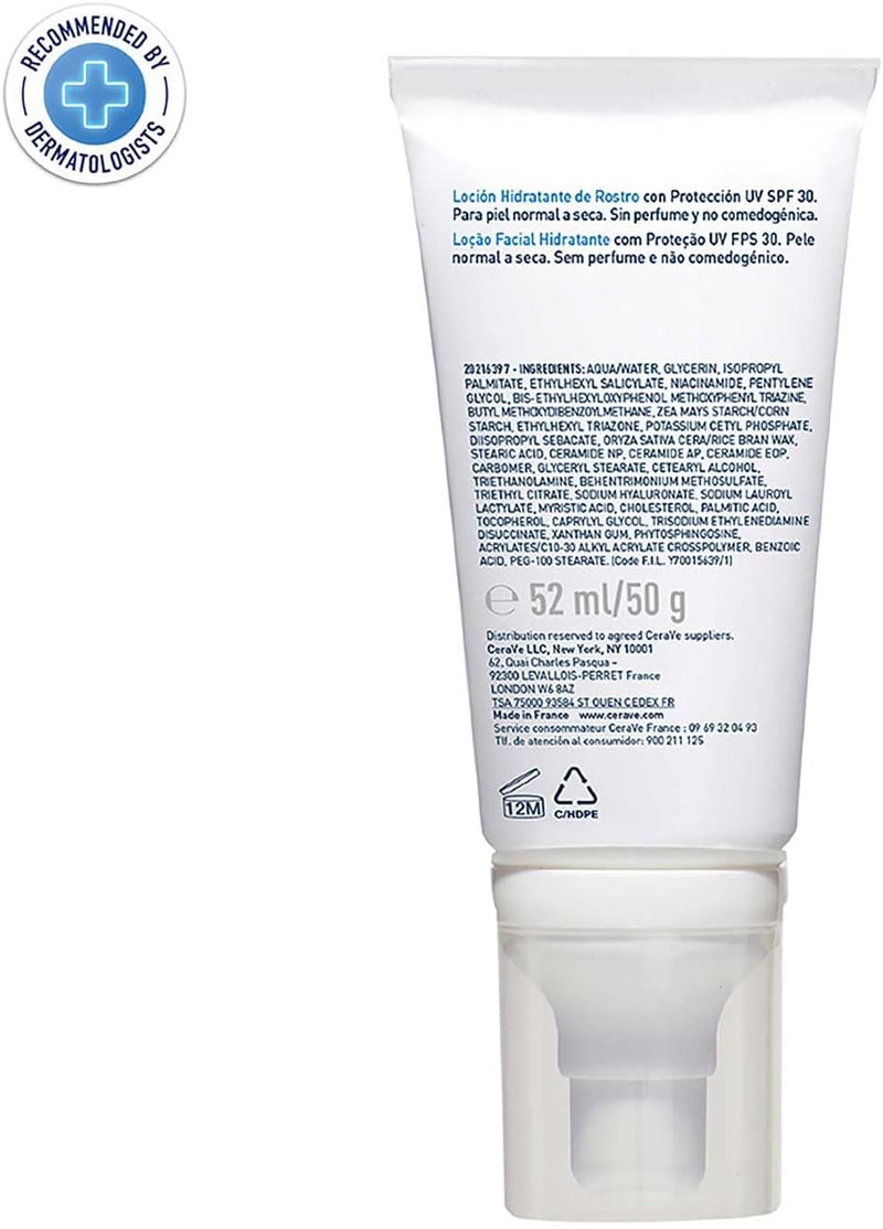 CeraVe AM Facial Moisturising Lotion SPF30 with Ceramides for Normal to Dry Skin 52ml Greenwize