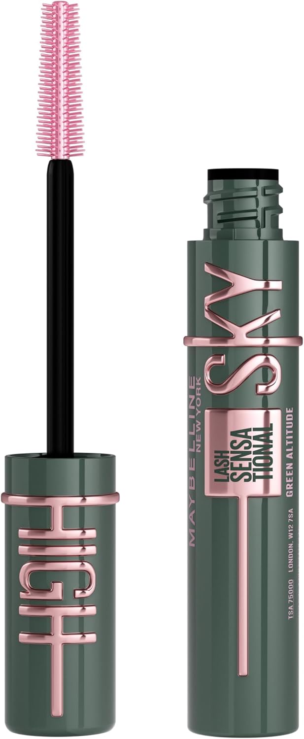 Maybelline Green Mascara, Lash Sensational Sky High Volumizing & Thickening, Eyelash Lengthening, Flake-Free Formula, Washable Coloured Mascara, Full Volume Mascara, Colour: Green Altitude Maybelline