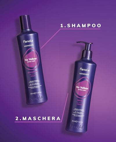 Fanola Wonder, Anti-Yellow Shampoo for Blonde, Lightened, Bleached or Grey Hair, Neutralizes Yellow Tones with Toning Action Leaving Hair Softer and Shiner, 350ml Greenwize