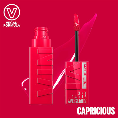 Maybelline New York Lip Colour, Smudge-free, Long Lasting up to 16h, Liquid Lipstick, Shine Finish, SuperStay Vinyl Ink, 45 Capricious Greenwize