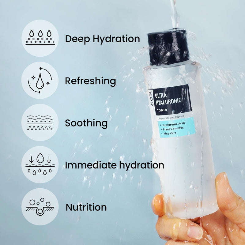 COXIR Ultra-Hyaluronic Acid Toner, (150 Ml / 5.07 Oz) - Highly Concentrated Lightweight Hyaluronic Acid Refreshing Toner Is Good For Intense Moisture For Dry And Dehydrated Skin COXIR