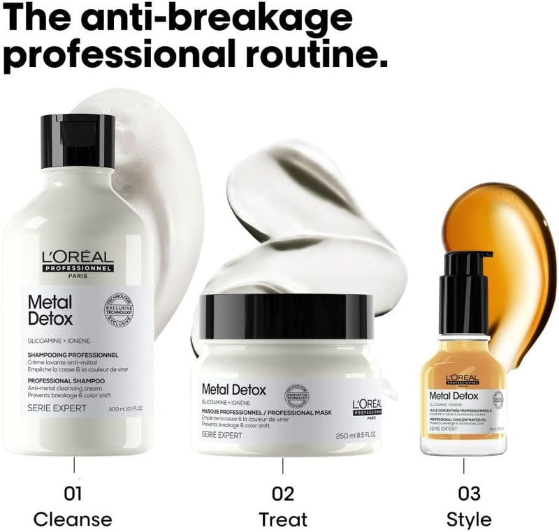 L’Oréal Professionnel Metal Detox Shampoo, Prevent Breakage & Colour Fade from hard water, Prevent Damaged Hair, Sulphate-Free & Vegan, 300ml L&