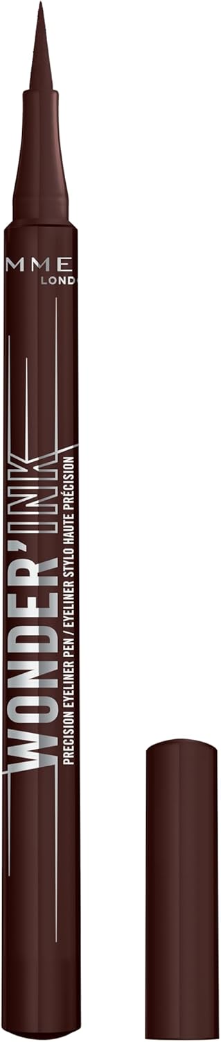 Rimmel Wonder'Ink Precision Liquid Eyeliner Pen, 002 Spiced Chestnut, Waterproof, Smudge-proof, Long-Lasting, Highly Pigmented Formula, True Matte Finish, Soft Felt Tip, Cruelty Free, Vegan Rimmel