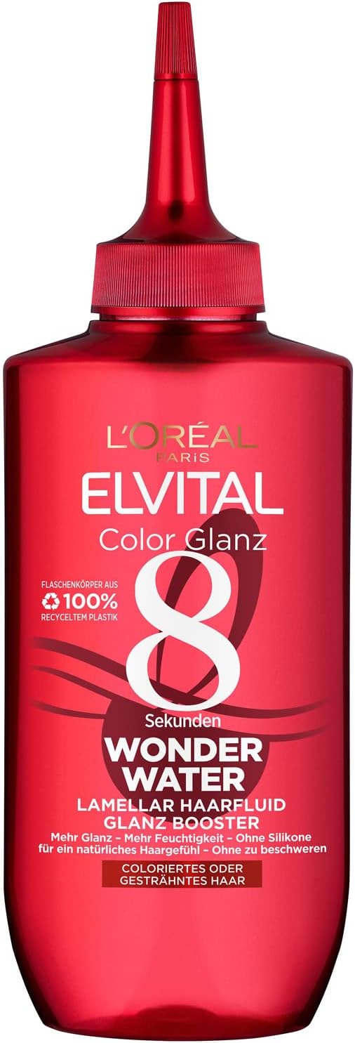 L'Oréal Paris Elvital Hair Treatment for Smooth Hair, with Acidal Care Formula without Reaction Time, Colour Shine 8 Seconds Wonder Water Hair Fluid, 1 x 200 ml L'Oreal Paris