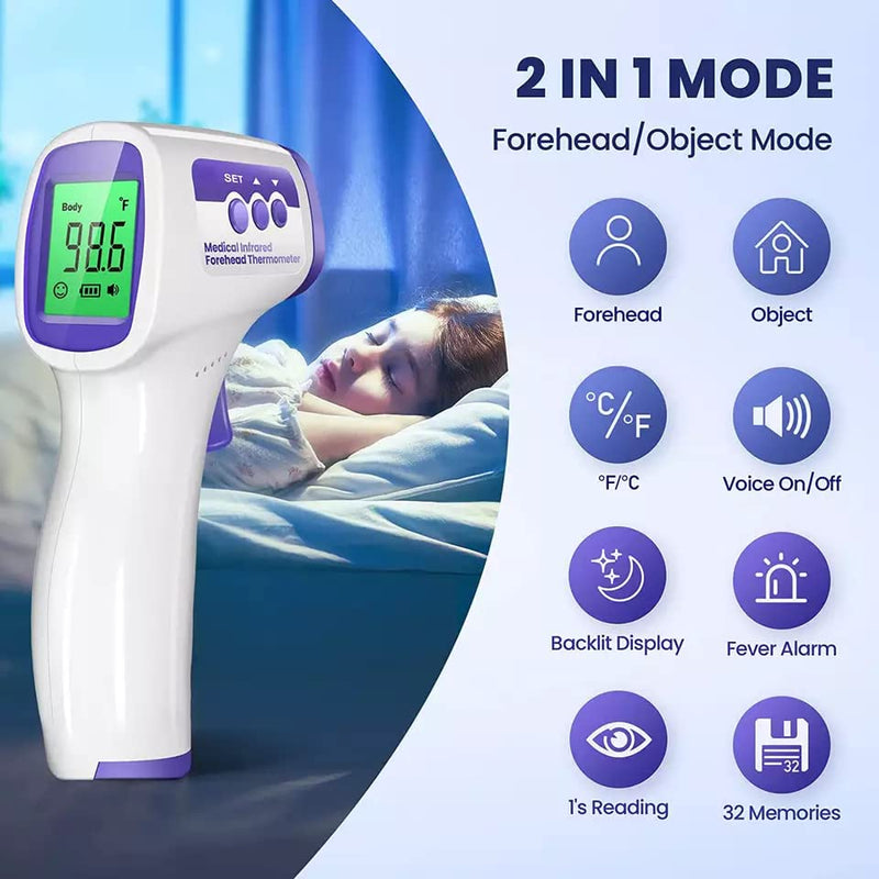 Greenwize Non-Contact Forehead Infrared Thermometer PPC06, No Touch IR Temperature Measurement with LCD Display, Thermal Heat Detect Sensor and Fast Reading System, Portable, For Home and Medical Use Greenwize