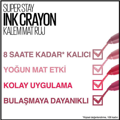 Maybelline New York Super Stay Ink Crayon Matte and Long Lasting Lipstick Number 100 Reach High 1.5g Greenwize
