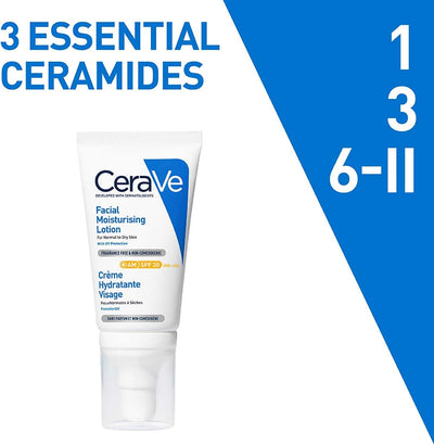 CeraVe AM Facial Moisturising Lotion SPF30 with Ceramides for Normal to Dry Skin 52ml Greenwize