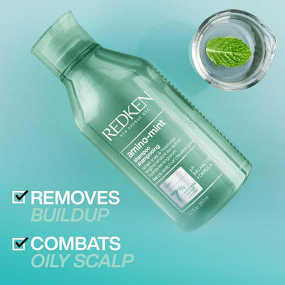REDKEN Scalp Relief Shampoo, Soothing Formula, Cleanses and Purifies Greasy Hair and Sensitised Lengths, Refreshes the Roots and Adds No Weight, Amino Mint, 300 ml Greenwize