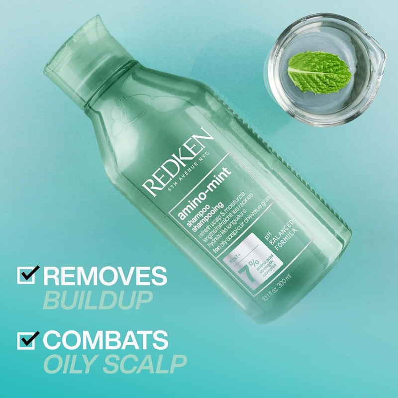 REDKEN Scalp Relief Shampoo, Soothing Formula, Cleanses and Purifies Greasy Hair and Sensitised Lengths, Refreshes the Roots and Adds No Weight, Amino Mint, 300 ml Greenwize