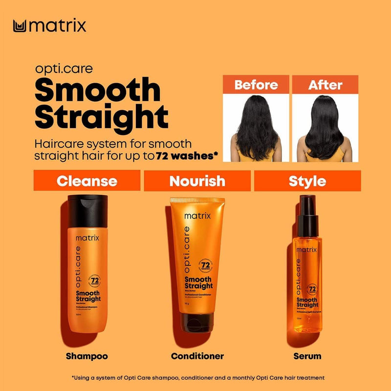 Matrix OptiCare Smooth Straight Professional Shampoo, Hydrating and Moisturizing Shea Butter for Dry Damaged Hair, Smoothing, Straightening and Frizz Control for Curly Hair, Paraben Free, 200 ml Greenwize