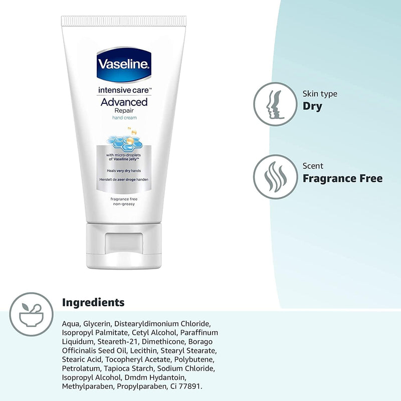 Pack of 2, Vaseline Intensive Care Advanced Repair Hand Cream 75ml Greenwize