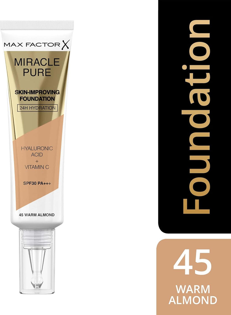 Max Factor Miracle Pure Foundation, Warm Almond 45 Greenwize