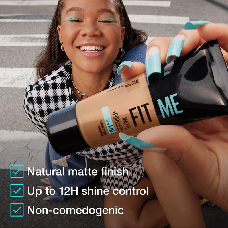 Maybelline Fit Me Foundation, Medium Coverage, Blendable With a Matte and Poreless Finish, For Normal to Oily Skin, Shade: 332 Golden Caramel, 30ml Maybelline