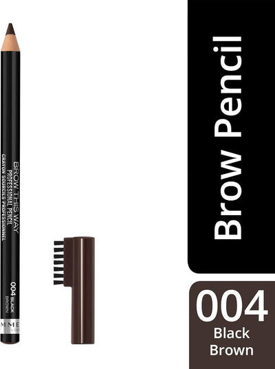 Rimmel London Professional Eyebrow Pencil, Precise Pencil with Built-in Brush, Black Brown, 1.4 g Greenwize