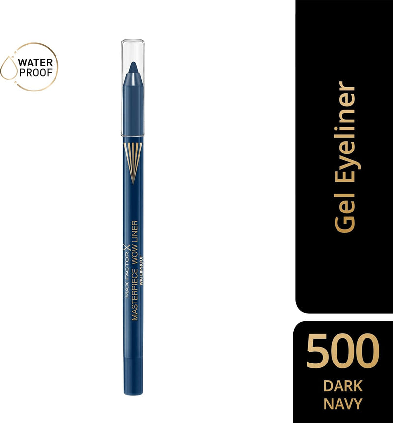 Max Factor Masterpiece Wow Liner, 500 Dark Navy, 24-Hour Wear Eyeliner, High Colour Payoff, Waterproof and Smudgeproof, Vegan Max Factor