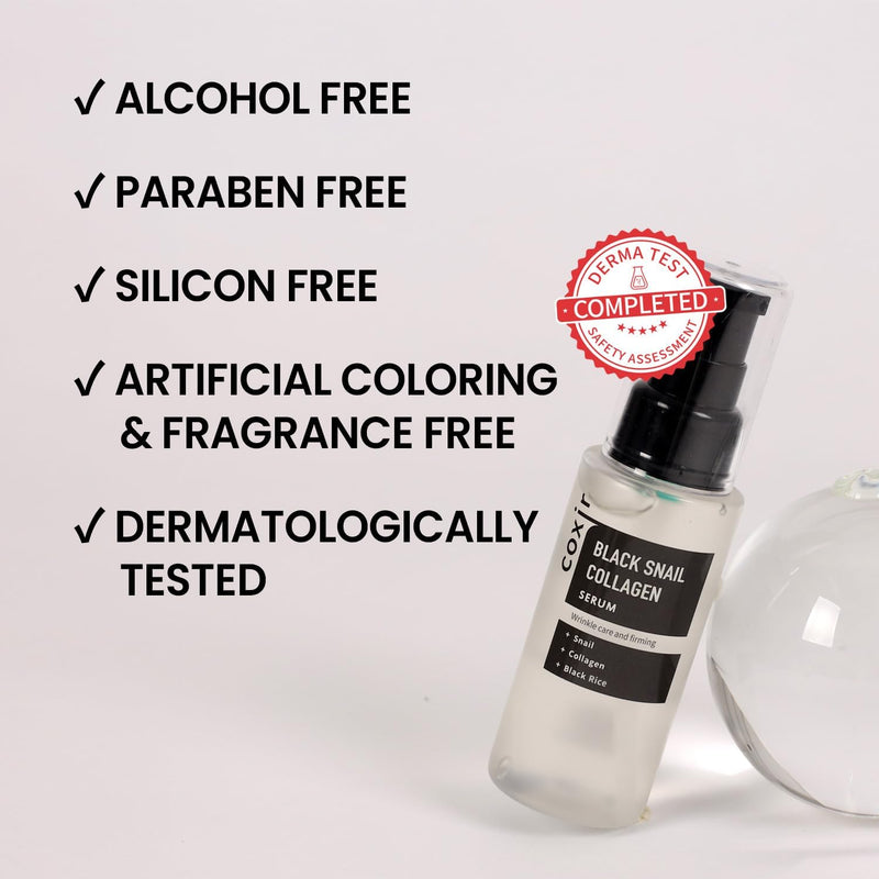 [Coxir] Black Snail Collagen Serum (50ml / 1.69 fl.oz) -|Black Beans, Collagen, Snail Mucin| firms, lift and nourish skin COXIR