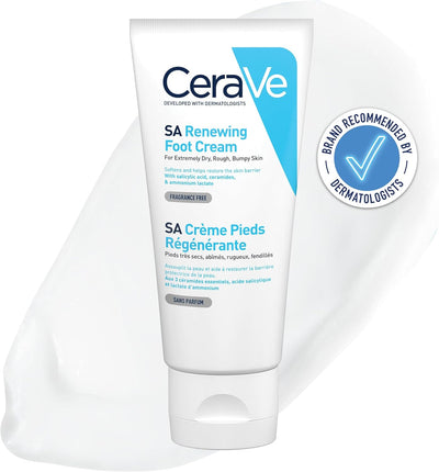 CeraVe SA Renewing Foot Cream, With salicylic acid, 3 essential ceramides & ammonium lactate, For extremely dry, rough, and bumpy feet, 88 ml/3 oz Greenwize