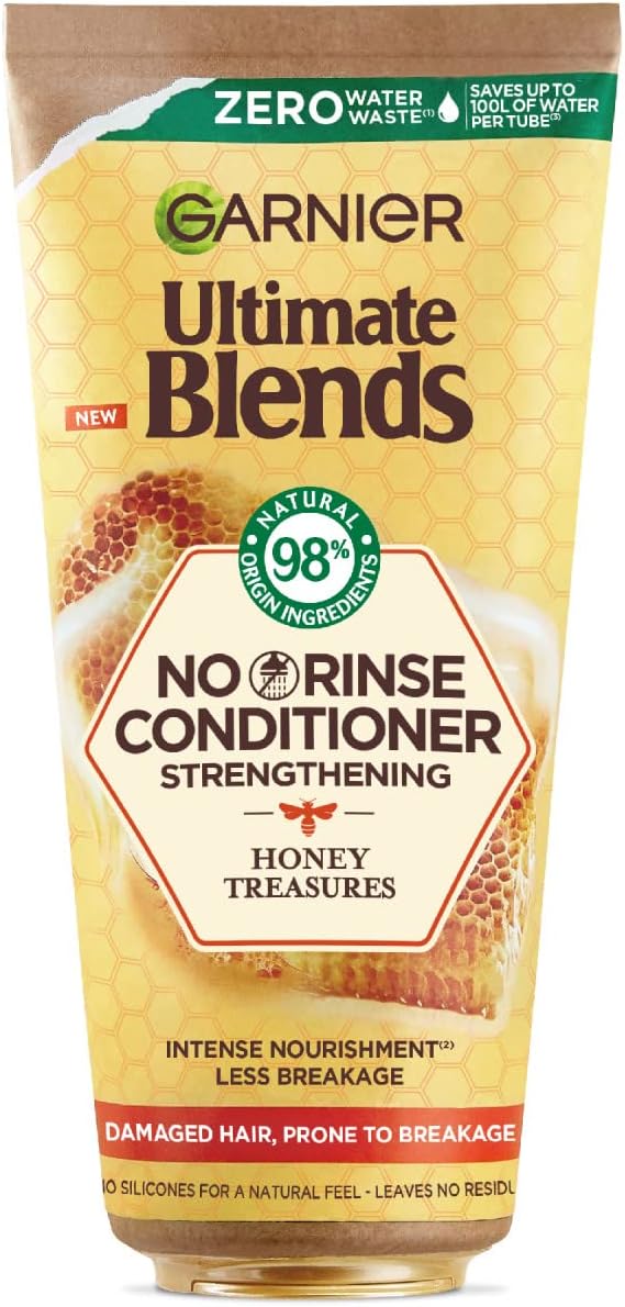 Garnier Ultimate Blends Honey Treasures, Nourishing No-Rinse Conditioner, For Damaged & Fragile Hair, 98% Natural Origin Ingredients, 200ml Greenwize