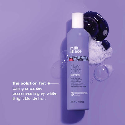 milk_shake | Silver Shine Shampoo 300 ml, Specific Anti-Yellow Shampoo for Blonde Natural, White or Grey Hair, with Purple Pigment, Made in Italy Greenwize