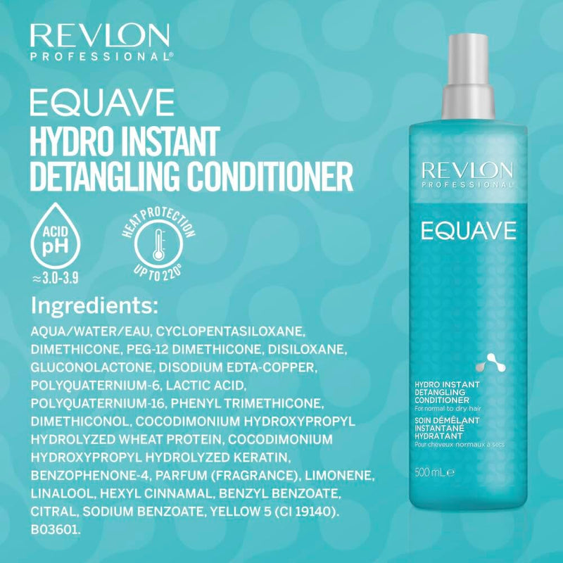 REVLON PROFESSIONAL Equave Hydro Bi-Phase Detangling Conditioner for Normal To Dry Hair, Leave-in Conditioner, Detangling Conditioner, Leave-in Conditioner with Heat Protection, Hair-Smoothing Leave-in Conditioner – 500 ml REVLON PROFESSIONAL