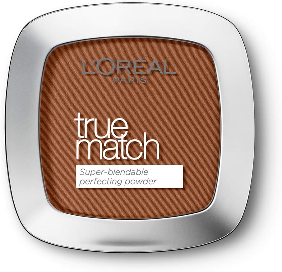 L'Oréal Paris Powder Foundation, Super-Blendable, With Hyaluronic Acid, Light Texture for a Flawless Finish, True Match Perfecting Powder, 9N Greenwize