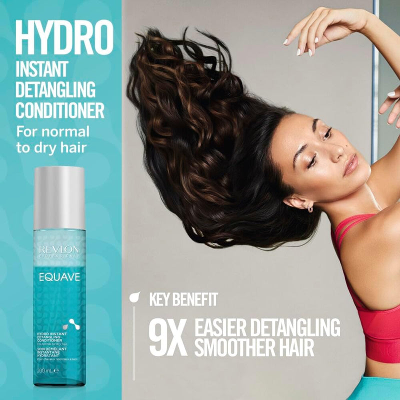 REVLON PROFESSIONAL EQUAVE HYDRO BI-PHASE DETANGLING CONDITIONER FOR NORMAL TO DRY HAIR, Detangling Conditioner, Leave-In Conditioner With Heat Protection, Hair-Smoothing Leave-In Conditioner – 200 ML REVLON PROFESSIONAL