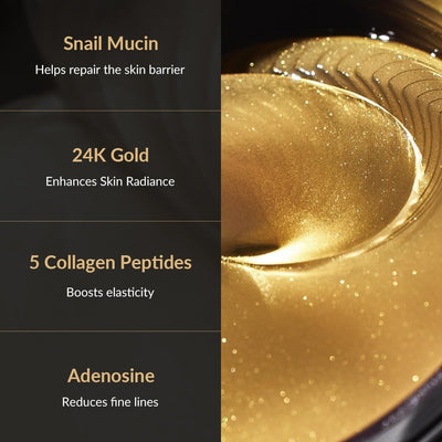 [MIZON] SNAIL REPAIR GOLD EYE GEL PATCH (x60) Korean skincare – Gold Eye Patches – Dark Circle & Anti-Aging Care – Snail Mucin Extract – Nourishes & Brightens the Eye Contour MIZON Store