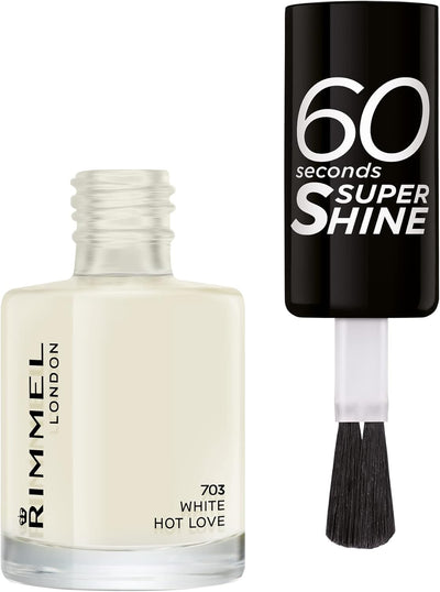 Rimmel London 60 Seconds Super Shine Nail Polish, 703 White Hot Love, 8 ml (Pack of 1) Rimmel