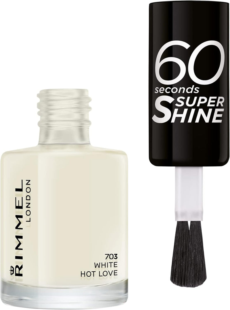 Rimmel London 60 Seconds Super Shine Nail Polish, 703 White Hot Love, 8 ml (Pack of 1) Rimmel