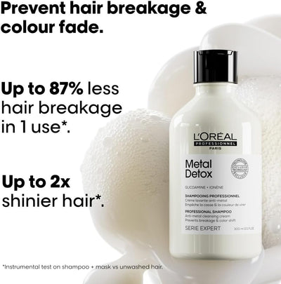L’Oréal Professionnel Metal Detox Shampoo, Prevent Breakage & Colour Fade from hard water, Prevent Damaged Hair, Sulphate-Free & Vegan, 300ml L'Oréal Professionnel Paris