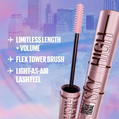 Maybelline Mascara Lash Sensational Sky High Volumizing and Thickening Eyelash Lengthening. Flake Free Formula, Mascara Burgundy Haze Greenwize