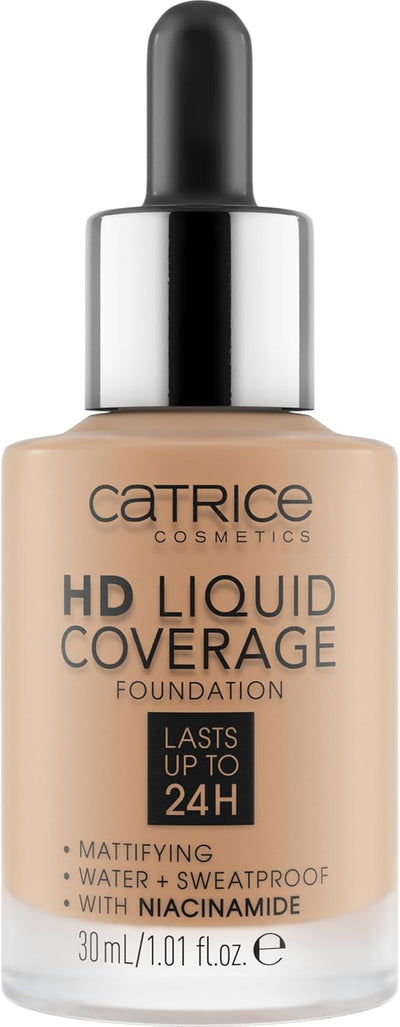 Catrice HD Liquid Coverage Foundation, No. 050, Nude, Long-Lasting, Matte, for Blemished Skin, Vegan, Oil-Free, Waterproof, Alcohol-Free, Pack of 1 (30 ml) Greenwize