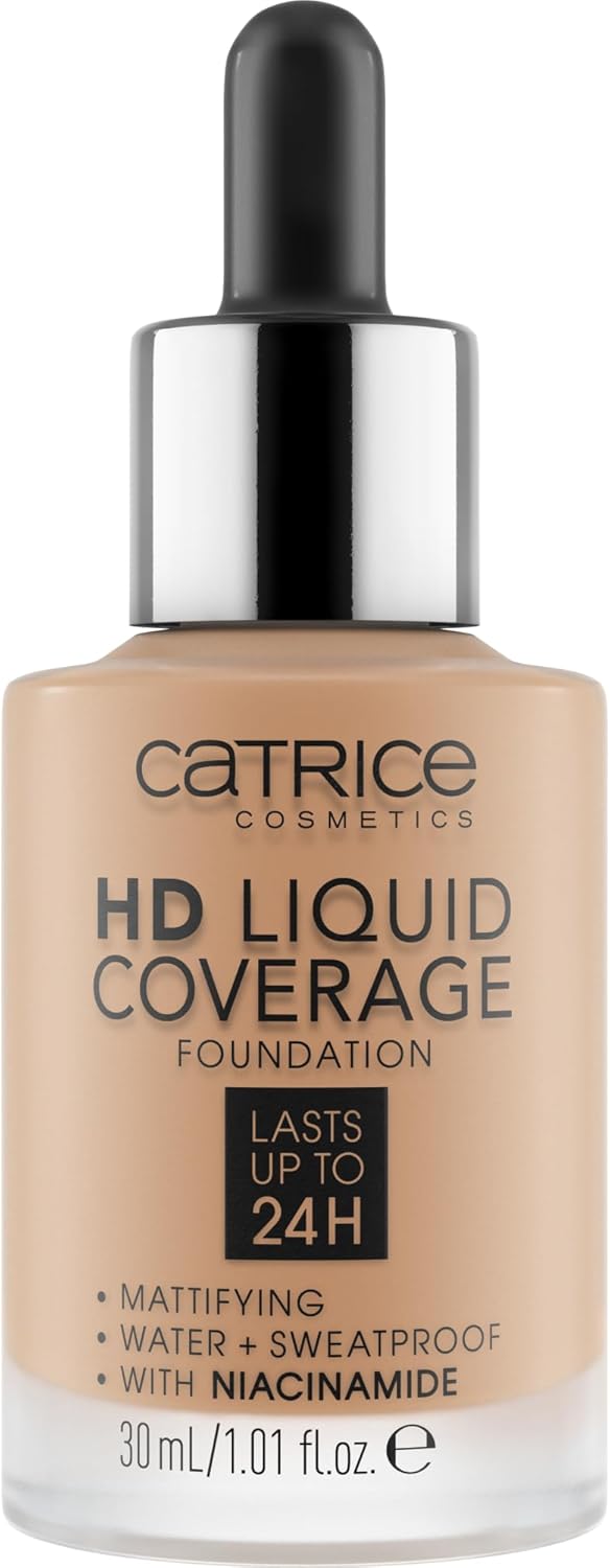Catrice HD Liquid Coverage Foundation, No. 050, Nude, Long-Lasting, Matte, for Blemished Skin, Vegan, Oil-Free, Waterproof, Alcohol-Free, Pack of 1 (30 ml) Greenwize