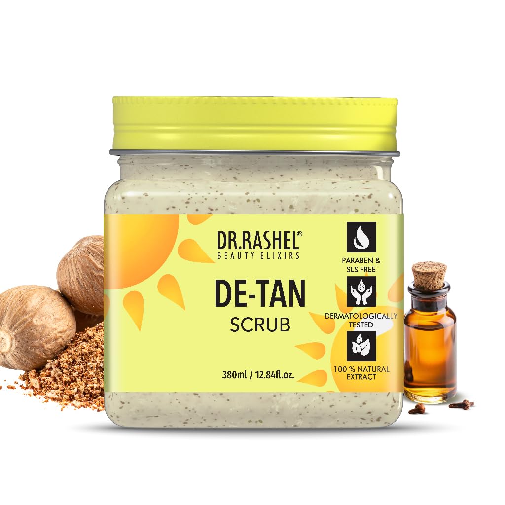 DR.RASHEL De-Tan Scrub For Face & Body (380 Ml), Revitalizing Tan Removal Scrub, Cleanser Scrub For Deep Exfoliation, Dead Skin Remover Scrub, Blackhead Remover Scrub, Skin Brightening Lightening Dr. Rashel