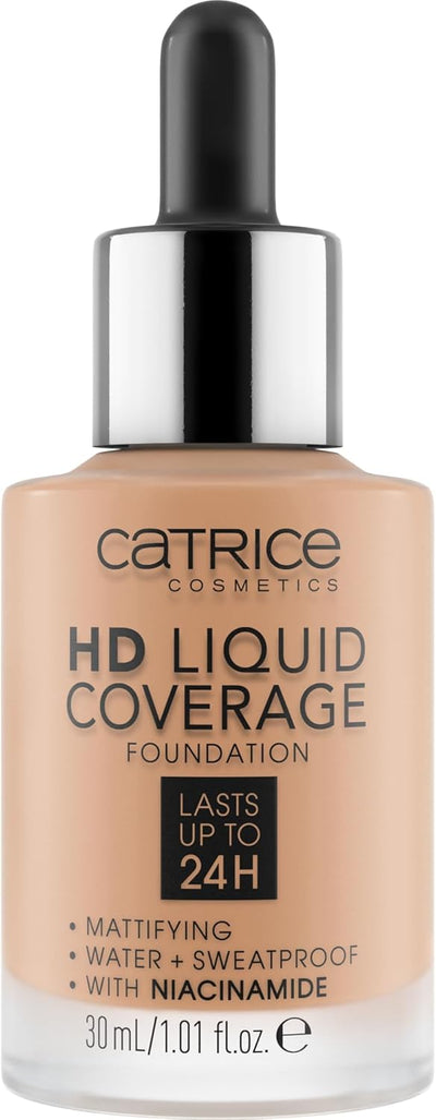 Catrice HD Liquid Coverage Foundation, Make-Up, Waterproof Liquid with Pipette, Face Make-Up, 30 ml, No. 040 Warm Beige Greenwize