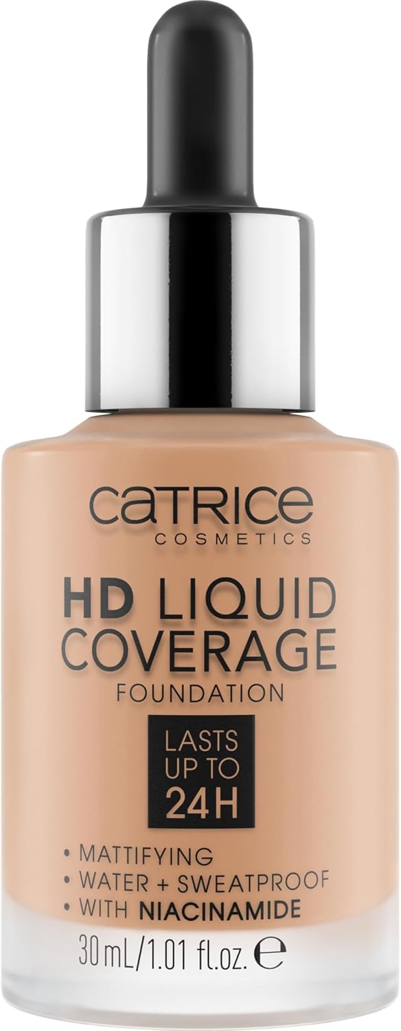 Catrice HD Liquid Coverage Foundation, Make-Up, Waterproof Liquid with Pipette, Face Make-Up, 30 ml, No. 040 Warm Beige Greenwize