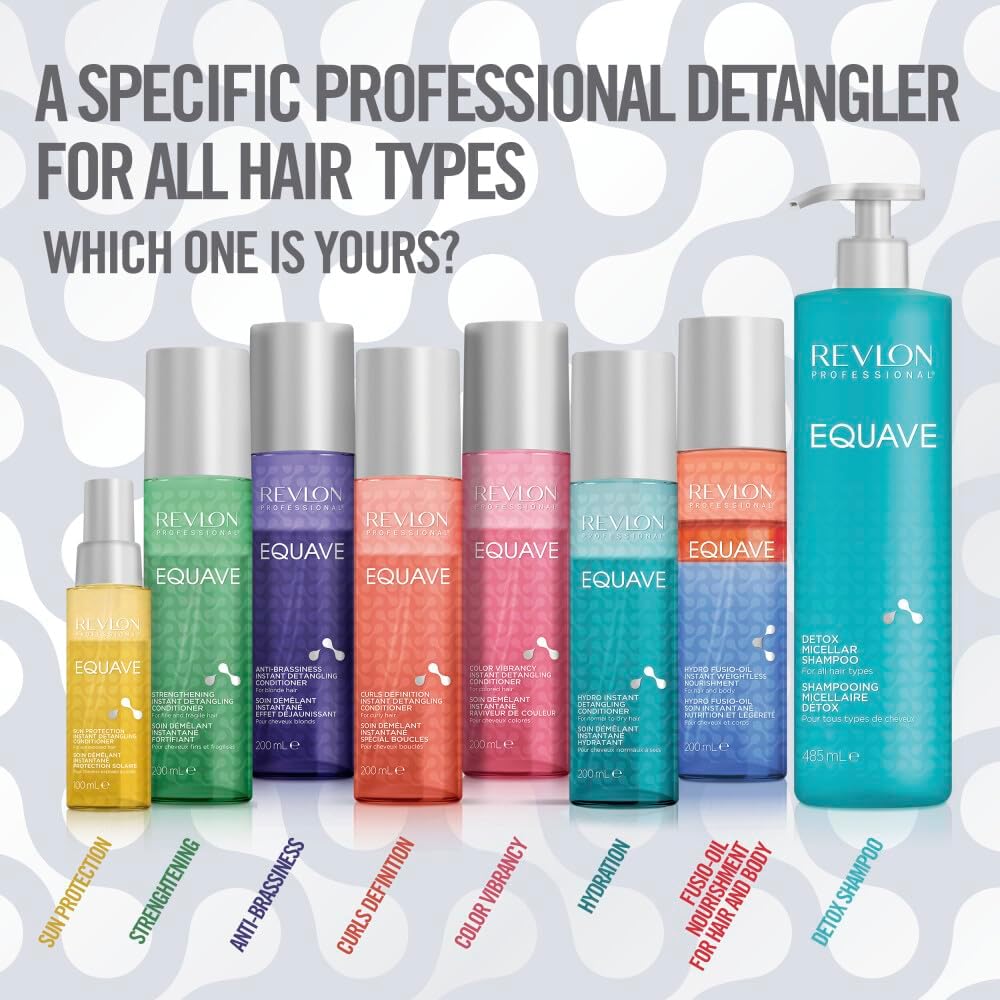 REVLON PROFESSIONAL EQUAVE HYDRO BI-PHASE DETANGLING CONDITIONER FOR NORMAL TO DRY HAIR, Detangling Conditioner, Leave-In Conditioner With Heat Protection, Hair-Smoothing Leave-In Conditioner – 200 ML REVLON PROFESSIONAL
