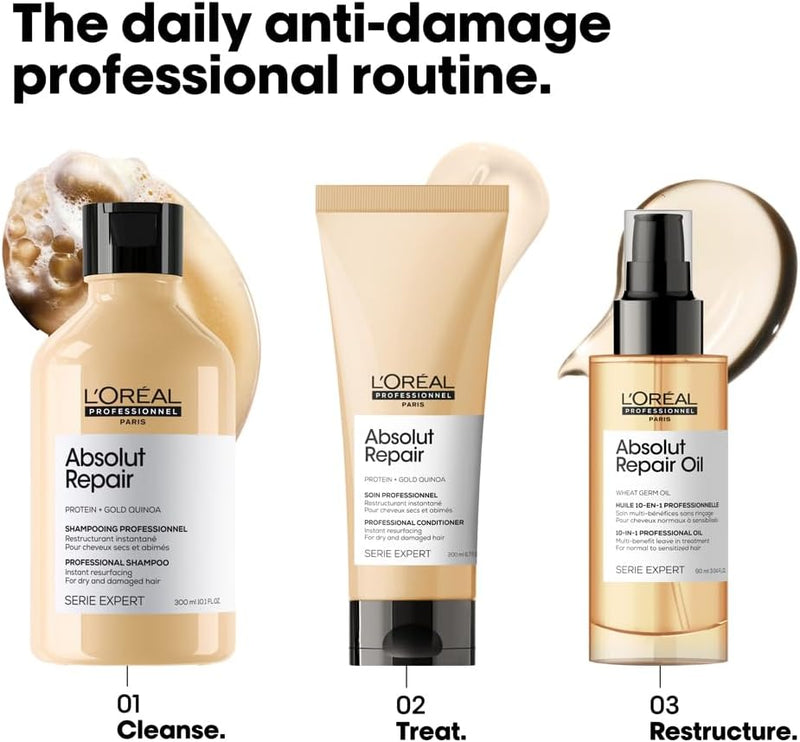 L’Oréal Professionnel Conditioner, With Protein And Gold Quinoa for Dry And Damaged Hair, Serie Expert Absolut Repair Greenwize