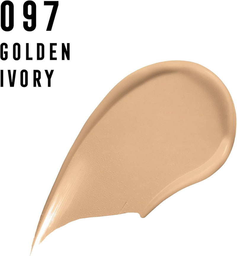 Max Factor Lasting Performance Liquid Foundation, 097 Golden Ivory, Full Coverage, Flawless and Radiant Finish, Lightweight Formula, Smudge Resistant, Non Pore-Clogging, Fragrance Free, 35ml Max Factor