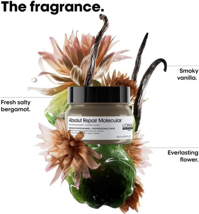 L’Oréal Professionnel Absolut Repair Molecular Hair Mask 250ml, For Extremely Damaged Hair, Rinse off hair treatment, Molecular Bond Repair, Instant smoothness & shine Greenwize