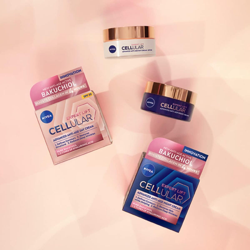 NIVEA Cellular Expert Lift Anti-Age Night Cream (50ml), Anti-Wrinkle Night Cream with Pure Bakuchiol, Night Face Cream Containing Hyaluronic Acid, Night Cream for Women Greenwize