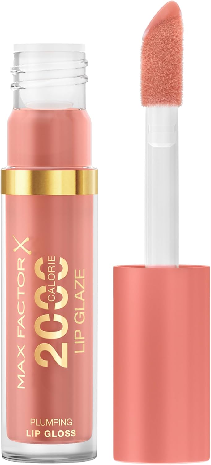 Max Factor 2000 Calorie Lip Glaze Guava Flair, Full Shine Lip Gloss, Nourishing with Hyaluronic Acid & Squalane, Instant Plump, Non-Sticky, Vanilla-Milk Scent, Fuller Looking Lips Max Factor