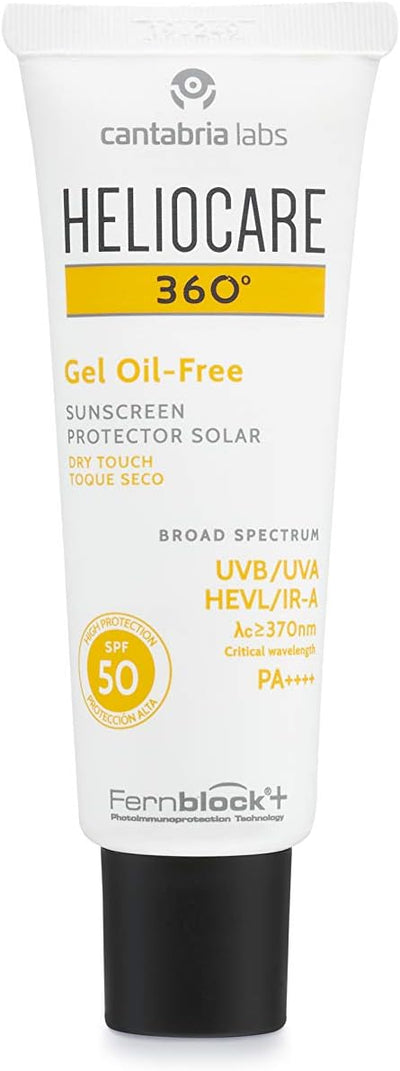 Heliocare 360 Oil-Free Gel SPF 50 50ml / Gel Sunscreen For Face/Daily UVA UVB Visible light Infrared-A Anti-Ageing Sun Protection/Combination Oily and Normal Skin/Matte Finish Heliocare