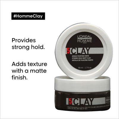 L'Oreal Professionnel Homme Strong Hold and Matte Finish Clay For Men, 50 ml Greenwize