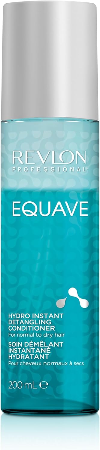 REVLON PROFESSIONAL EQUAVE HYDRO BI-PHASE DETANGLING CONDITIONER FOR NORMAL TO DRY HAIR, Detangling Conditioner, Leave-In Conditioner With Heat Protection, Hair-Smoothing Leave-In Conditioner – 200 ML REVLON PROFESSIONAL