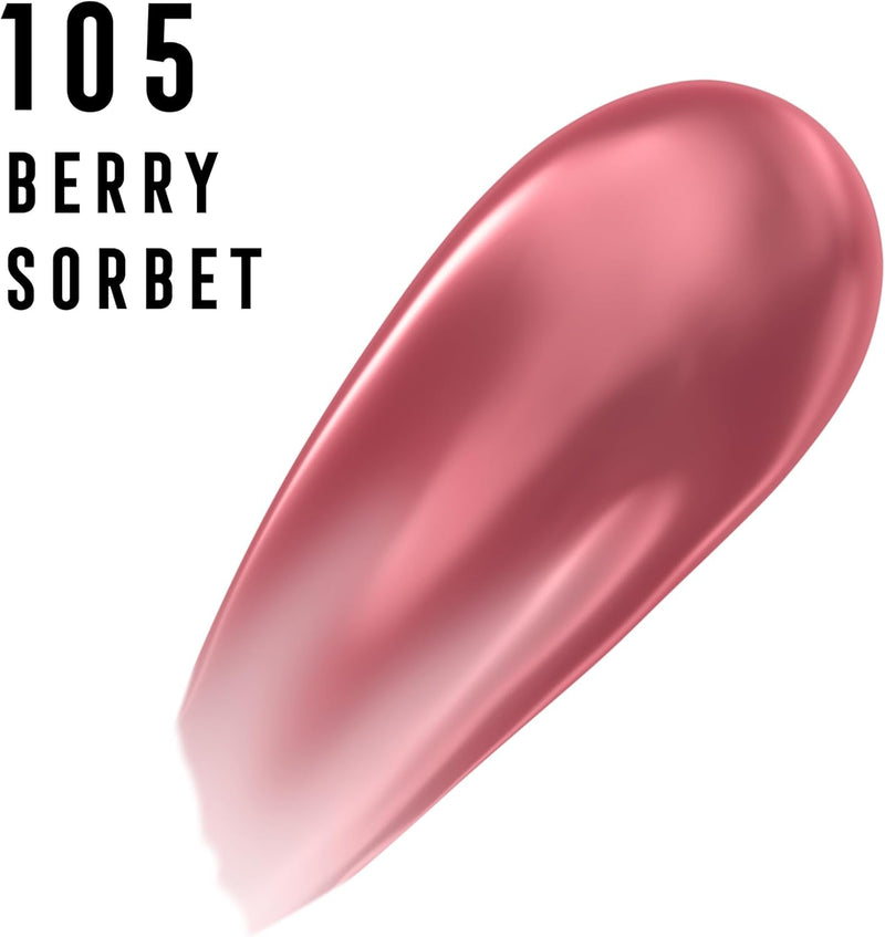 Max Factor 2000 Calorie Lip Glaze Berry Sorbet, Full Shine Lip Gloss, Nourishing with Hyaluronic Acid & Squalane, Instant Plump, Non-Sticky, Vanilla-Milk Scent, Fuller Looking Lips Greenwize