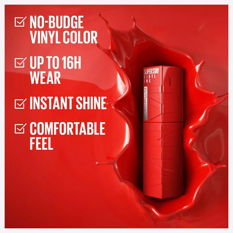 Maybelline Liquid Lipstick, Super Stay Vinyl Ink Liquid Lip Colour, Smudge-free Makeup, Long Lasting up to 16h, Shine Finish, No Budge, Vegan Formula, Maybelline New York, Shade: 35 Cheeky Greenwize