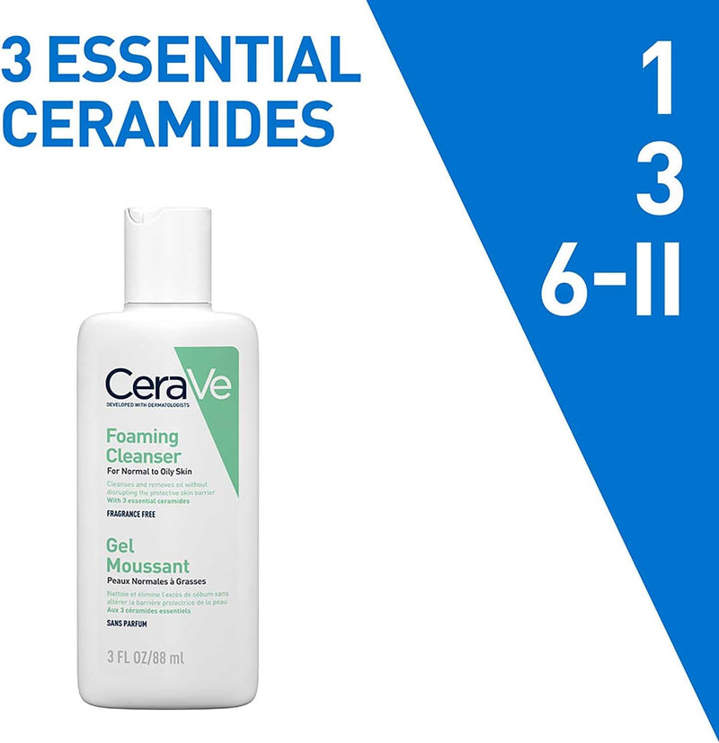 CeraVe Travel Size Foaming Cleanser for Oily Skin 88ml CeraVe